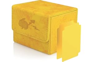 JoyHood Deck Box compatible avec PTCG Cartes, Boîte de Rangement Peut Contenir Jusqu'à 100+ TCG Cartes, 2 Intercalaires Carte par Deck Case - PIKA (Jaune-Horizontal)