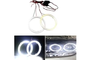 Qasim 1-Pair White 60MM 45SMD COB LED Halo Ring Angel Eyes Led Headlight Warning Lamps with Lampshade Cover 12V 24V