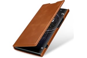 StilGut Etui z klapką typu książki do Sony Xperia XA2 Ultra, etui z prawdziwej skóry Xperia XA2 Ultra, koniakowe brązowe