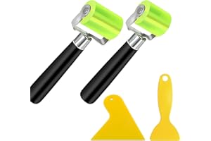 KAIYAYA 2 Pezzi Rullo di Pressione in Silicone 30 mm e 50 mm Rullo Fonoassorbente per Auto Rullo di Pressione Cuscinetto per la saldatura di teloni in PVC con 2 Spatole di Pellicola