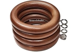 HomeElabador®Anillos para Ganchos de Cortina de Madera de 38 mm con Ojos Recubiertos de Color (Roble, 24)