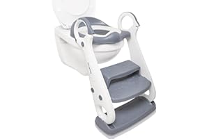 Adaptador WC niños con escalera de BEARTOP | antideslizante, estable & portatil | altura del inodoro 38-42cm | hasta 75 kg | reductor wc niños plegable, potty trainer, asiento reductor wc infantil