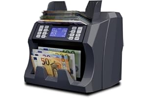 Detectalia V100 - Contadora de billetes con función de valor para billetes mixtos de 4 divisas EUR, GBP, PLN y CZK - 27 x 21 x 24 cm, V100EU