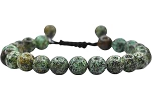 African Turquoise Crystal Bracelet for Women Men Natural Healing - AAA Grade Original Healing Gemstone Adjustable Bracelet fo