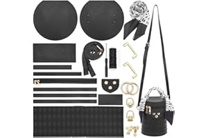 WADORN DIY Kit de Fabrication de Sacs à Bandoulière en Cuir PU, Sac Seau à Bandoulière Ensemble de Fabrication de Points Faits à la Main pour Sac à Main Accessoires, Noir