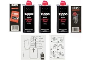 3 X Zippo Lighter Fluid Fuel Petrol 125ml Tin + Wick + 6 Flints