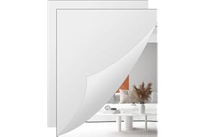 TSKDKIT Samoprzylepne płytki lustrzane, duże, akrylowe, pogrubione lustra ścienne, nieprzylepne, do łazienki, sypialni, drzwi, 2 szt., 40 x 30 x 2,5 mm