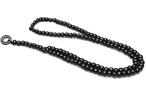 LOCAL LEAGUE Mens Surfer Beaded Necklace Wooden Bead Rosary LIFEGUARD AUSTRALIA Round Pendant for Men, Boyfriend Surf Party Holidays BEACH Party Festival, Clubbing Brown/Black/Natural