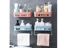 Zulaxy 2 Pack Bathroom Organizer Stand Shelf Rack, Self Adhesive Wall Mount Bathroom Shelf, Kitchen Multipurpose Shelf, Bathr