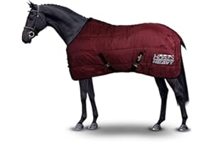 Horses, Coperta Invernale Heavy per Cavallo, Imbottita 300 gr, Morbida e Comoda, Ideale per Box, Resistente, Bordi Rinforzati in Nylon, Bordeaux 128 cm