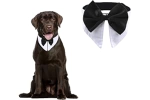 HACRAHO Collier avec nœud Papillon Formel pour Animal Domestique, 1 pièce Blanc réglable pour Animal Domestique, nœud Papillon en Coton Doux fête d'anniversaire, Tour de Cou de 66 à 71,1 cm