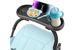 ROYUEXT Babies Kinderwagen Snack Tablett mit Abnehmbarem, 3-in-1 Getränkehalter Kinderwagen Telefonhalter, Universal-Kinderwagen-Zubehör für Reisen Aufpassen