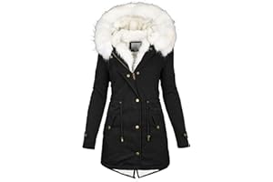 Générique Manteau Femme Hiver Parka Femme Hiver Manteau Long À Capuche Chaud Épaissir Coupe-Vent Outercoat Et Elegant avec Fermeture Éclair Veste Grande Taille Manteaux