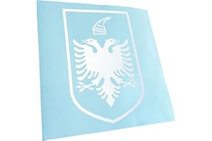 ‎KIWISTAR Kiwistar - Autoaufkleber - Albanien Wappen - mattweiss - 15,2x10cm - Aufkleber für Auto, Laptop, Fahrrad, LKW, Motorrad mehrfarbig JDM Decal Racing