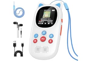 DIOFOX 32GB MP3 Player Bluetooth 5.3, High Fidelity Audio, Independent Volume Button, FM Radio, Headphones Included, Expandable Support up to 128G