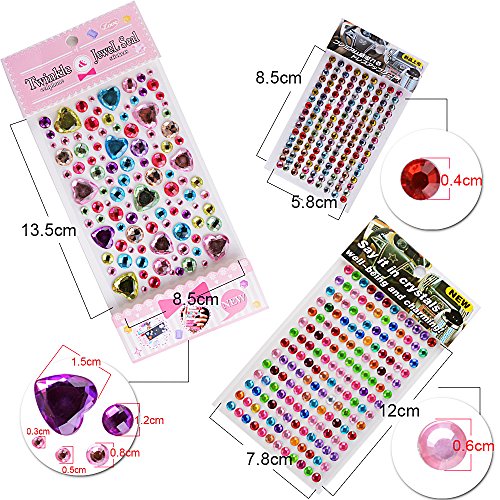 878 stück Strasssteine Selbstklebend Deko Glitzersteine zum aufkleben Strass Glitzer Schmucksteine Set Dekoration für DIY, Handwerk von Kinder, Skizzenbuch, Bilderrahmen usw. - 4