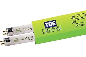 TBE LIGHTING T4 6w Fluorescent Tube Lamps 232mm - 2 Pack of CFL Bulbs - G5 2-Pin Base Fittings - T4 High Efficiency Lamps, Soft White 3500K.