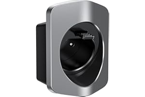 Tera Soporte EV para Conector Tipo 2, Soporte de Pared & Porta-Cables para Cables de Carga de hasta 7,5 m, Material Robusto y Resistente a la Intemperie, Accesorio Organizador Plata