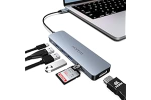 Adaptateur 7 en 1 USB C vers HDMI HOPDAY USB C, avec HDMI 4K, 100 W PD, Ports de données USB 3.0 5 Gbps, Lecteur de Carte SD/TF, Station d'accueil pour MacBook Air/Pro, iPad, Windows