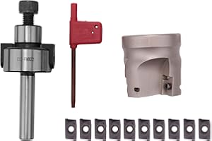 Dojimayisc C12 FMB22+ 400R Right Angle Shoulder Face Mill Cutter 50mm + 10Pcs APMT1604 Carbide Inserts with Wrench for Milling Tool
