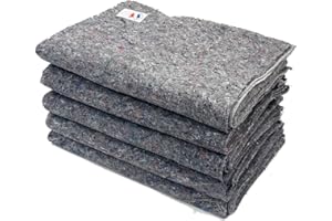 LNT Les Nouveaux Textiles - Lot de 5 Couvertures de Déménagement 150 x 200 cm - Protection Meubles - Très Haute Résistance, 330 gr/m² - 100% Fibres Recyclées - Fabriqué en France