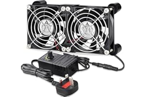 GDSTIME 2 x 80mm PC Fan 220V 240V AC Plug 12V Computer Cooling Fan 80mm x 25mm High Powered DC 4V - 12V Adjustable Controller For Laptop Router Cabinet Amplifier
