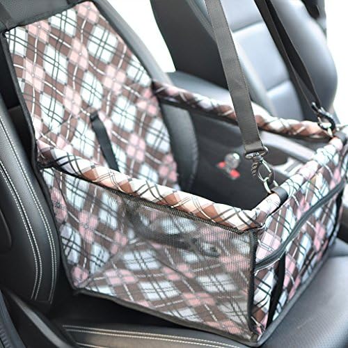 Waterproof Breathable Pet Car Mat Foldable Pet Car Seat Belt Cover Booster Bag Pet Carrier Seat Protector Travelling Car Cushion for Dog Cat Pet (Color : Simple lattice)