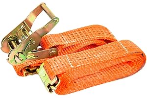 PONSA – Sangle d’arrimage 3,5 m (1,2m + 3,2 m) pour Rail d’ancrage avec cliquet - Sangle à cliquet 50 mm – Resistance en Boucle 4000 kg