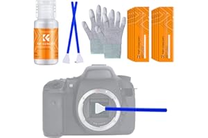 K&F Concept Kit de Limpieza Cámara, 18 EN 1 Cleaning Kit con 16PCS Bastones Sensor APS-C 16mm(Envasados al Vacío)+Líquido de Limpieza+Guantes,Limpiedor del Sensor de Cámara para Objetivos/Canon/Nikon