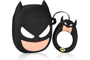 T&D FASHION Custodia in silicone AirPods 1&2 Superhero DC Manga Ninja Batman Venom Naruto Kakashi Antiurto con portachiavi (Batman)