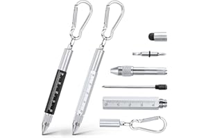 Vicloon długopis wielofunkcyjny, 6 w 1, gadżety wielofunkcyjne dla mężczyzn, prezenty dla taty, dziadka, w zestawie długopis kulisty, rysik do ekranu dotykowego, linijka, karabinek, śrubokręt płaski i
