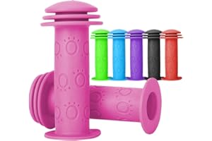 ALUSCOTA Fahrradgriffe Kinder - lenkergriffe Fahrrad Kinder 22mm mit Höchster Sicherheit Prallschutz | lang 105mm Kinderfahrrad Griffe für Roller,Dreirad,Kinder Laufrad,Kinderfahrrad