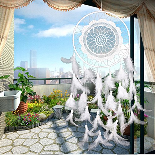 LUFA Lace Besetzt Kreisförmige Dreamcatcher mit Federn Wand Home Car Dekoration - 2