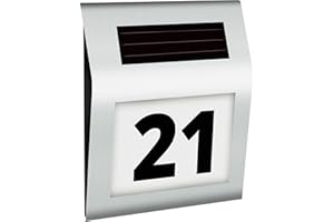 ‎RETOO Retoo indywidualny numer domu ze stali nierdzewnej podświetlana dioda solarna LED z czujnikiem ruchu i czujnikiem zmierzchu odporny na warunki pogodowe słonecznego IP44 nierdzewny kinkiet 0-9
