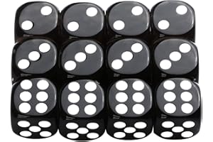 GWHOLE 12 sztuk 6-stronnych kostek, 16 mm, zestaw kostek do zabawy, szeptane kostki z zaokrąglonymi narożnikami, król kostek, do gier stołowych, kolor szary