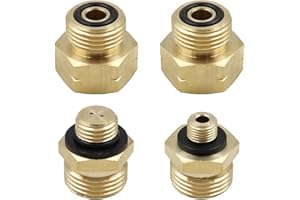 Hsthe Sea 4 Pieces Gas Cartridge Adapter, Gas Bottles Adapter set, Europe Gas Connection Adapter Made of Brass, Gas Adapter Set (European Standard Bottle + Filling Set)