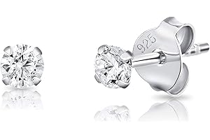 DTP SILVER Pendientes Pequeños Plata de Ley 925 y Circonitas - Pendientes Mujer Brillantes - Aretes Pequeños Plata de Ley 925 - Pendientes Diamante Hombre Mujer - Diámetro 2, 3, 4, 5 o 6 mm