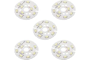Othmro 5Uds 5W Sustrato de Aluminio LED Lámpara de Ahorro de Energía 6500K Corriente 300mA 15-18V Tablero de Fuente de Luz de Bombilla para LED Lámpara de Techo e Iluminación del Paisaje del Hogar