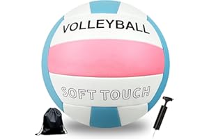 Bibykivn Palla da Pallavolo,Pallone Beach Volley,Soft Touch Volleyball per Interni ed Esterni,Pallavolo per Spiaggia Palestra Addestramento,Articolo Con Zaino e Borsa a Rete Con Pompa,Taglia 5