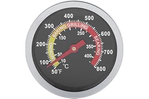 JENNGAOO Termómetro de Acero Inoxidable para Barbacoa, Termómetro de Parrilla de Barbacoa de 50~800 ℉, Indicador de Temperatura para Cocinar a la Parrilla para Carne de Barbacoa, Carne de Res Cocción