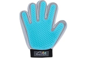 Crea Nut- Guanto Spazzola per la toelettatura di Cani, Gatti e Conigli. Spazzolatura Delicata e massaggiante per la rimozione dei peli degli Animali Domestici. Effetto Rilassante. (Blu)