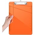 Piasoenc Plastic Clipboards, Translucent Clip Board with Low Profile, Office Supply, School Supplies, Letter Size 12.5 x 9 Inches,Orange