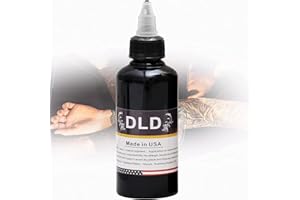 Tinta de tatuaje negra multiusos DLD, delineador tribal permanente negro oscuro puro, delineador de tatuajes en barra y puntas, pigmento microblading, 2 onzas (60 mililitros)