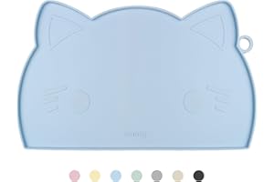 Coomazy Cat Food Mat Silicone Pet Feeding Mat for Dogs and Cats Non Slip Dog Bowl Mat for Food and Water Blue