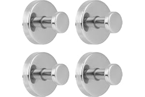 HZPZPP|Suction on Wall Wooks for Bathroom|Stainless Steel Waterproof Suction Hooks Without Drilling, Suitable for Bathroom Shower Towel Kitchen Glass Doors (4Pcs Mirror Light)