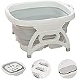 Lejesth Collapsible Foot Soaking Bath Basin With Foot Callus Remover And Massage Rollers,Foldable Plastic/Rubber Foot Bath Bucket Tub,Pedicure Foot Soak Bath (Grey)