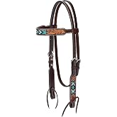 Turquoise Cross Turkuaz Boncuklu Kaş Bandı Headstall Koyu Yağ 45-0144