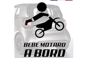 Sticker bébé à bord pour voiture Moto Cross 20 cm Noir - Anakiss