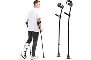 HEALTHBAZAAR Unterarmgehstützen für Erwachsene(EU0150293520001S), Krücken mit ergonomischen Handgriffen, stufenlose Höhenverstellung, All-Terrain-Tipp & rutschfester Boden, magnetischer Griff