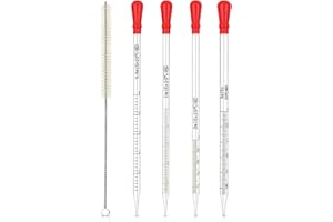 TAIMEIMAO Vetro Pipette,Pipetta Contagocce Graduata 0.5ml 1ml 2ml 3ml,Pipetta Vetro con Spazzola Pulizia,Pipette Glass per Liquida,Dropper Pipetta per Laboratorio di Chimica